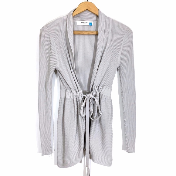 Anthropologie Sweaters - Sparrow Light Gray Tie-Front Cardigan